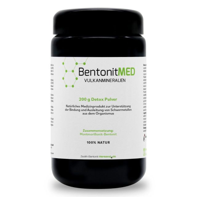 BentonitMED polvere detox 200 g in Vetro violetto Miron, dispositivo medico con certificato CE