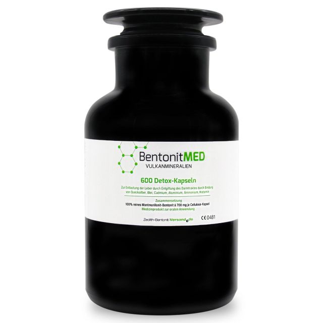 Bentonite MED 600 Detox-Capsule vetro violetto, Dispositivo medico