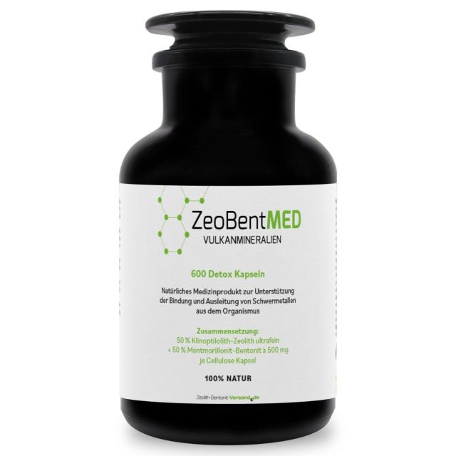 ZeoBentMED 600 capsule detox in Vetro violetto Miron, dispositivo medico con certificato CE