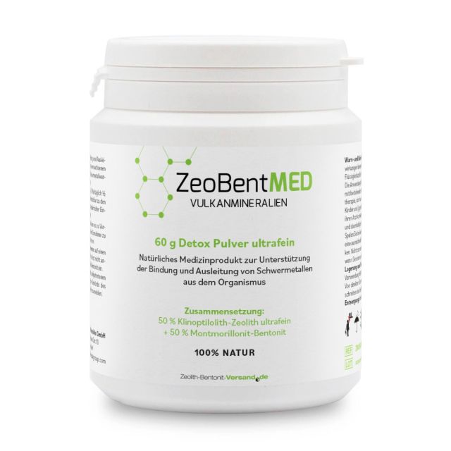 ZeoBentMED polvere detox ultrafine 60g, dispositivo medico con certificato CE