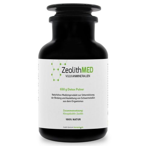 ZeolithMED polvere detox 650g in Vetro violetto Miron, dispositivo medico con certificato CE